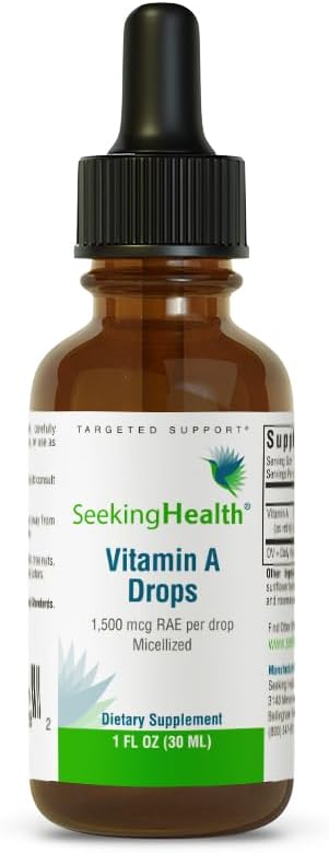 Vitamin A Drops for Eye & Skin Health - Liquid Supplement with Retinyl Palmitate - Antioxidant Support - Soy & Gluten-Free - 1 fl oz, 1500mcg