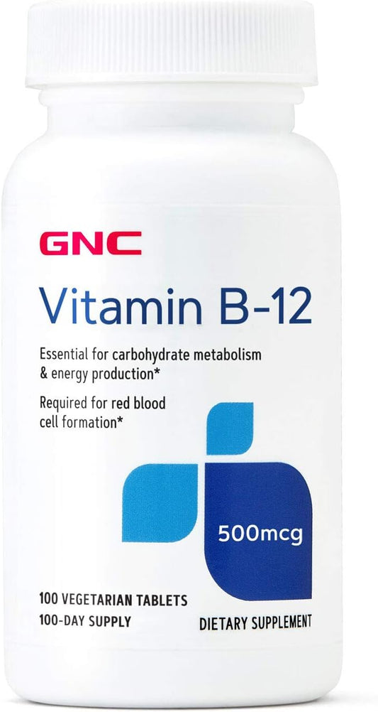 Vitamin B-12 500mcg Tablets for Energy Production, 100 Count by GNC