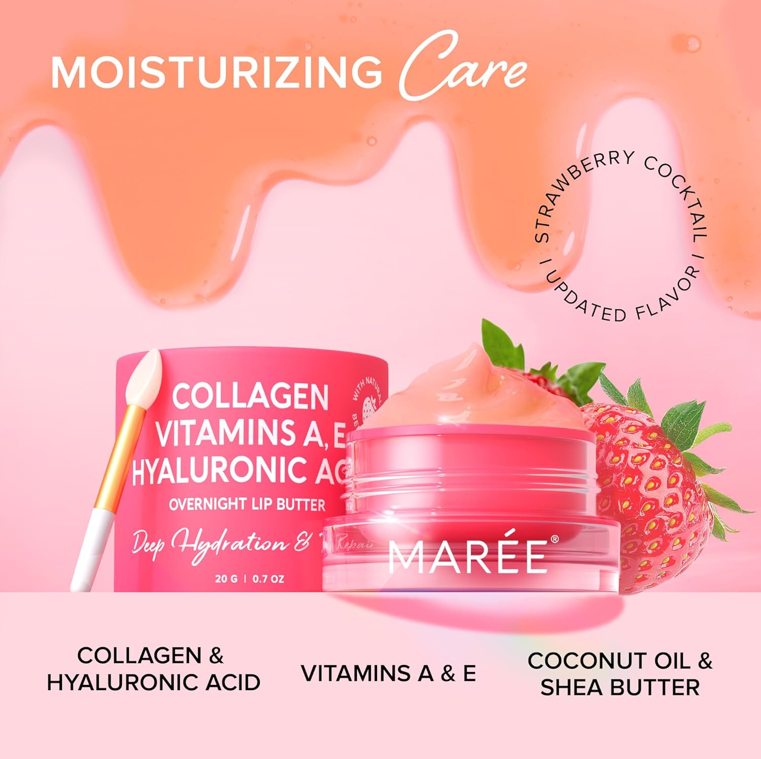 Vitamin B1 Thiamine Gummies, Lip Mask, Under Eye Gels with A, E, D, C Vitamins - Collagen & Hyaluronic Acid Complex for Skin, Nails, Hair - Hydrating Lip Mask - Depuffing Eye Gels for Puffy Eyes