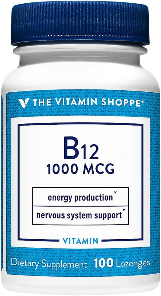 Vitamin B12 1,000mcg Lozenges - Energy Production Support, Gluten & Dairy Free - 100 Daily Supplements by The Vitamin Shoppe