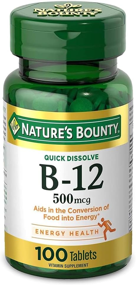 Vitamin B12 500mcg Quick Dissolve Tablets for Energy and Nervous System Support