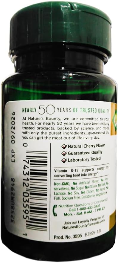 Vitamin B12 500mcg Quick Dissolve Tablets for Energy and Nervous System Support