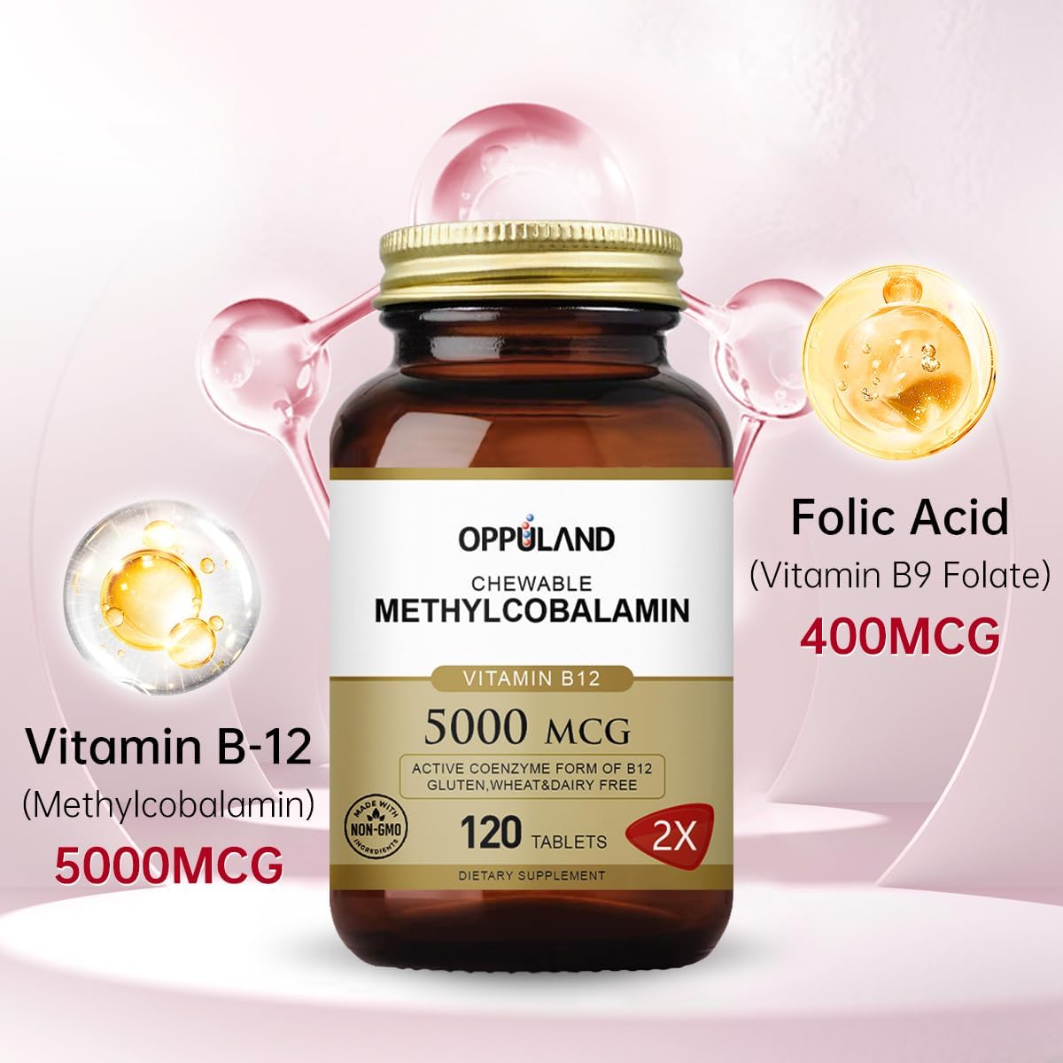 Vitamin B12 and Folic Acid Tablets for Cirrhosis and Liver Steatosis Symptoms - 120 Tablets