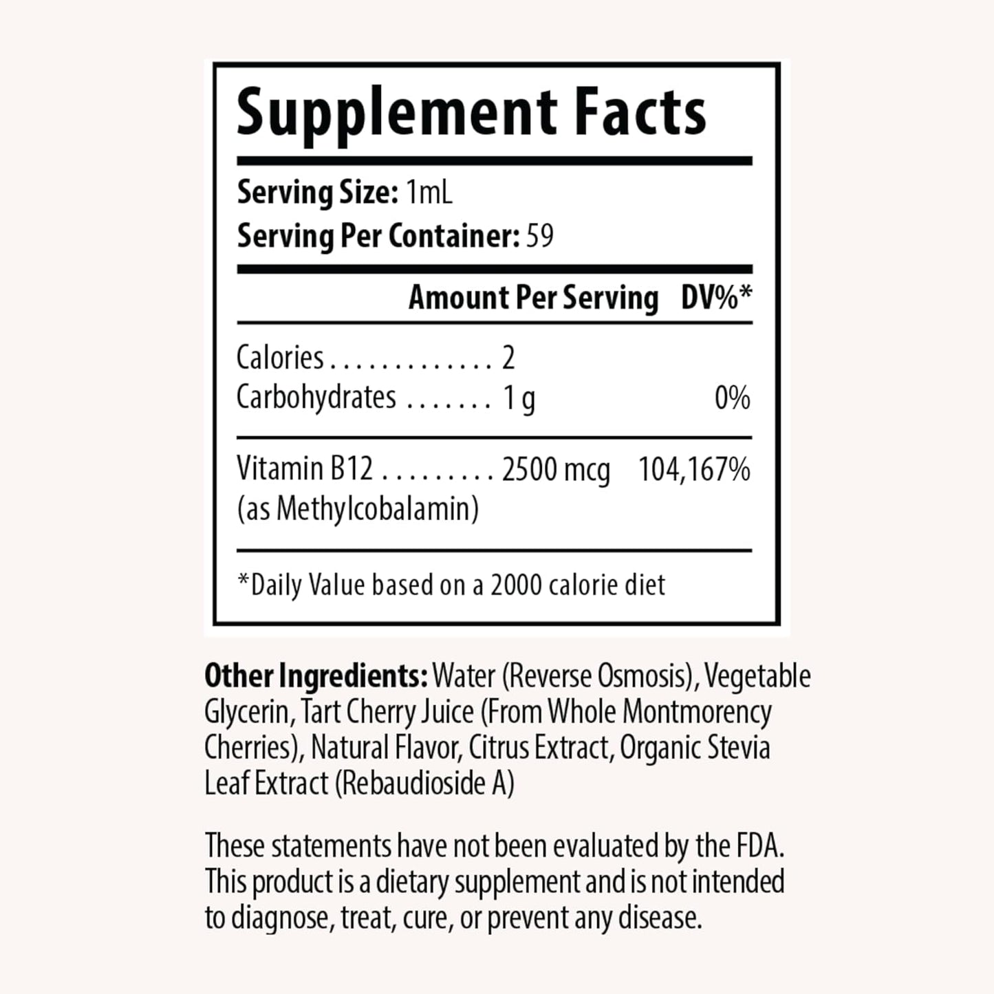 Vitamin B12 Liquid Drops 2500 mcg for Energy & Nervous System Health - Non-GMO, Gluten-Free, Vegan-Friendly
