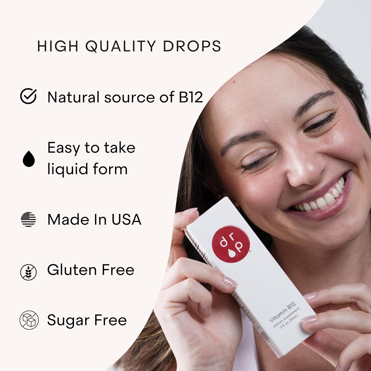 Vitamin B12 Liquid Drops 2500 mcg for Energy & Nervous System Health - Non-GMO, Gluten-Free, Vegan-Friendly
