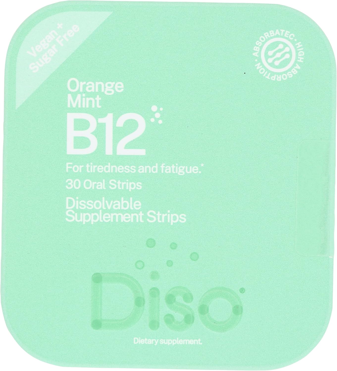 Vitamin B12 Oral Strips for Tiredness and Fatigue, Orange Mint Flavor, Vegan, Sugar Free, Maximum Absorption, 30 Count