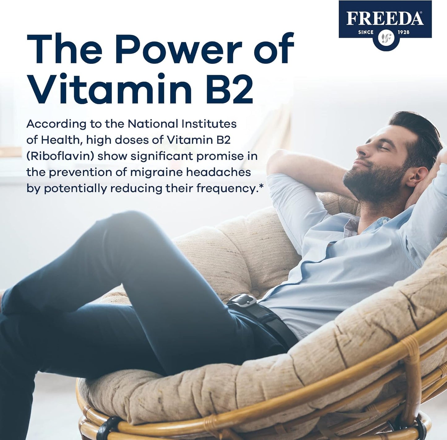 Vitamin B2 Riboflavin 50mg Supplement - Energy Metabolism, Migraine Relief, Nervous System Health - Kosher, Gluten Free, Vegan - 100 Ct