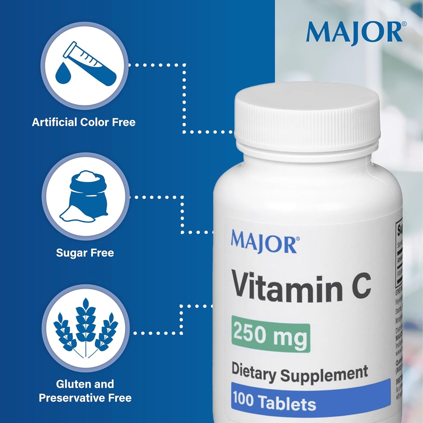 Vitamin C 250 Mg Tablets - Essential Dietary Supplement - 100 Count