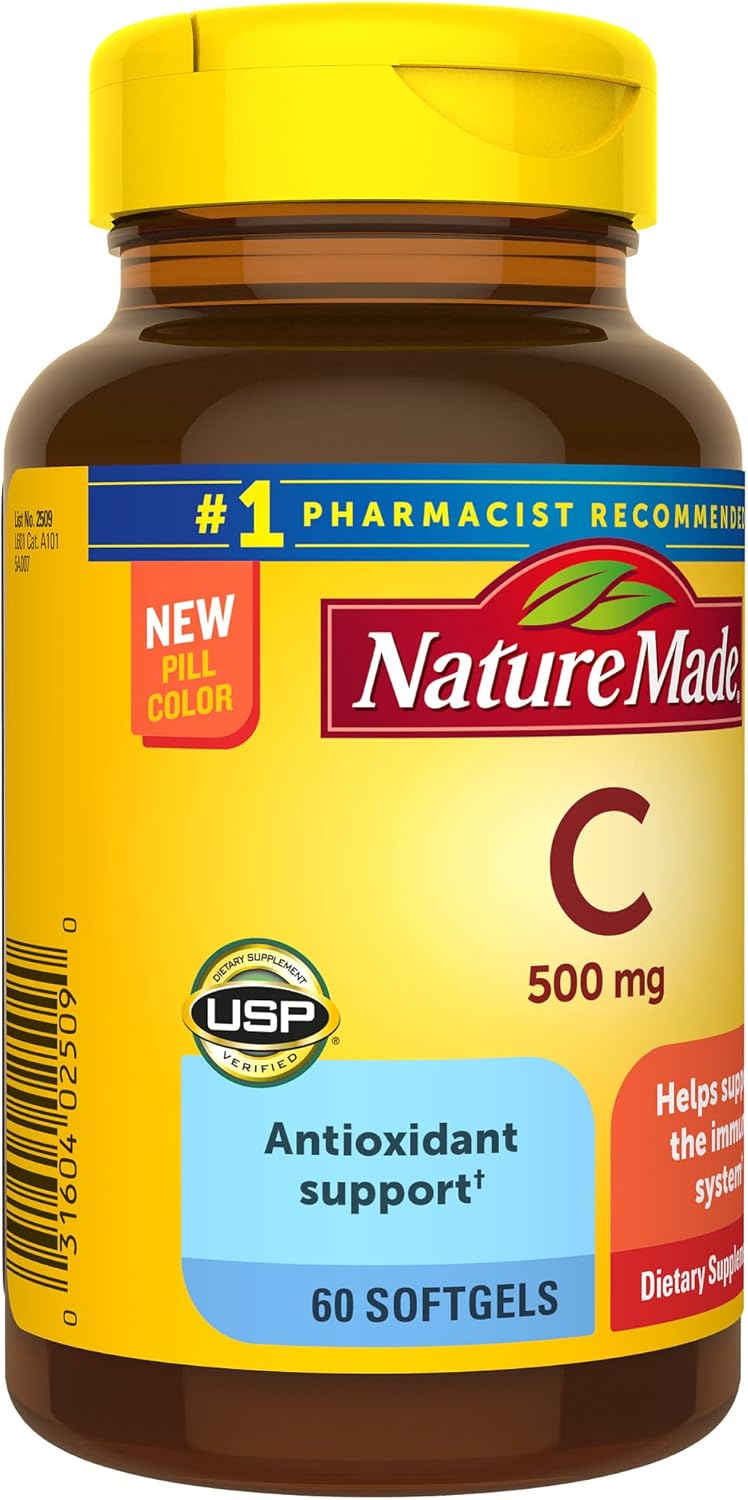 Vitamin C 500mg Softgels for Immune Support - 60 Day Supply