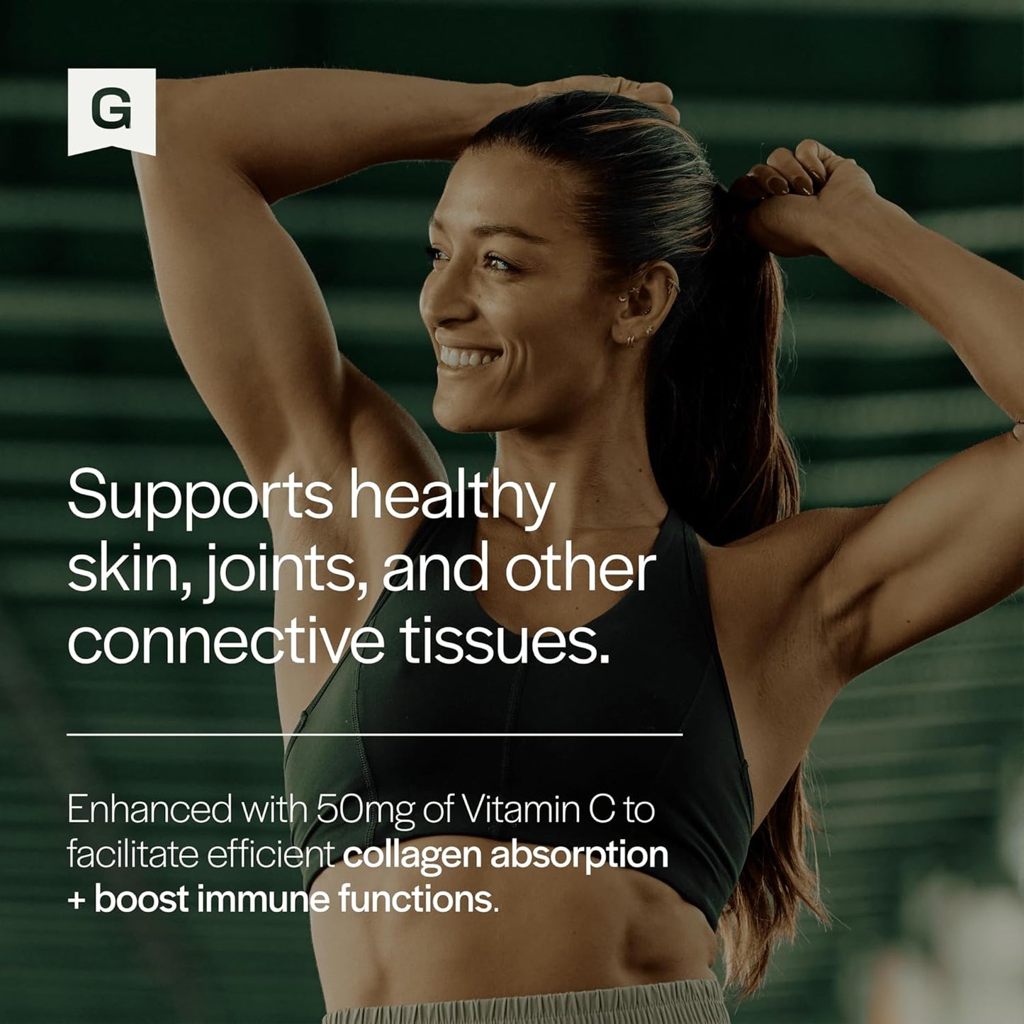 Vitamin C Collagen Peptides Powder for Skin, Immune & Joint Support, Grass Fed Bovine, Unflavored - 14 Servings