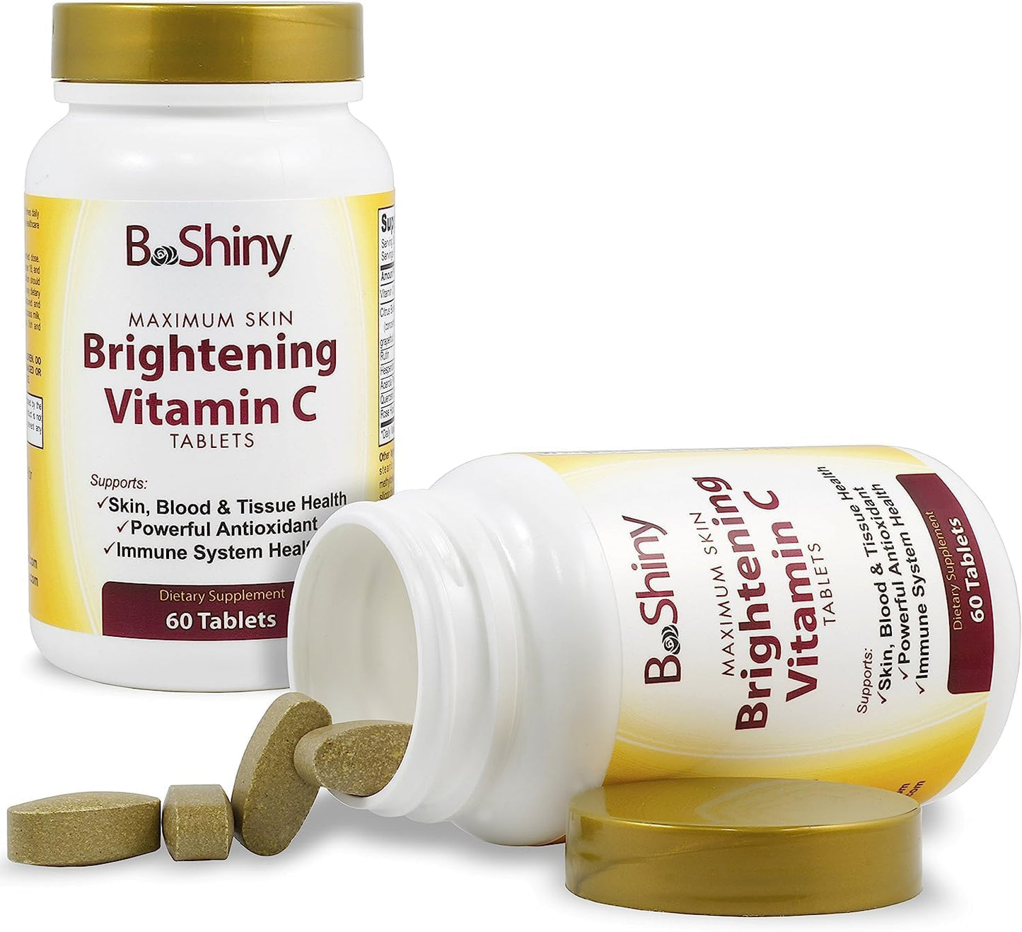Vitamin C Complex 1000mg Tablets for Skin Brightening & Immune Support with Rose Hips - Antioxidant Supplement for Healthy Aging & Energy Boost