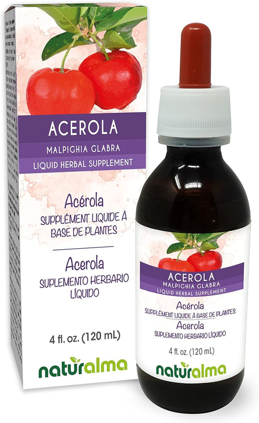 Vitamin C-Rich Acerola Fruit Tincture - 4 fl oz Liquid Extract - Alcohol-Free Herbal Supplement - Vegan Formula