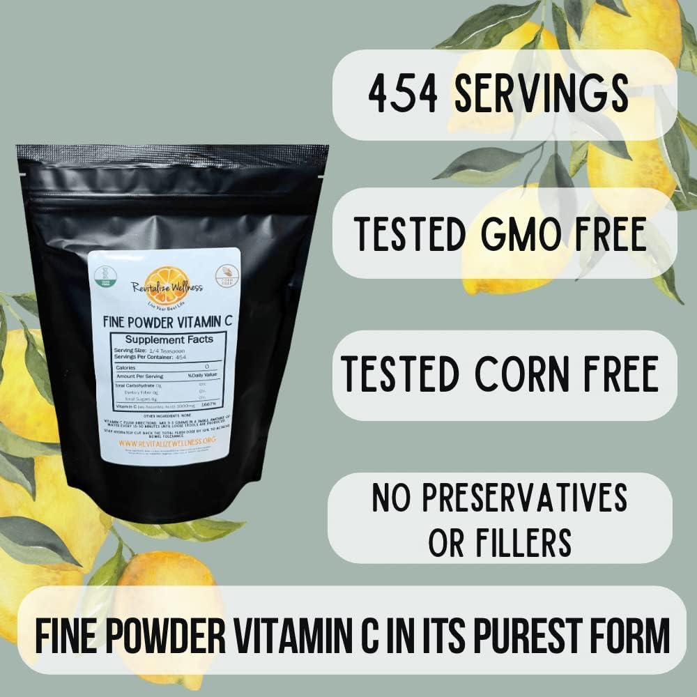 Vitamin C Wellness Bundle: 1 lb. Fine Powder Ascorbic Acid + Kids Defense Fruit Punch - 30 Servings