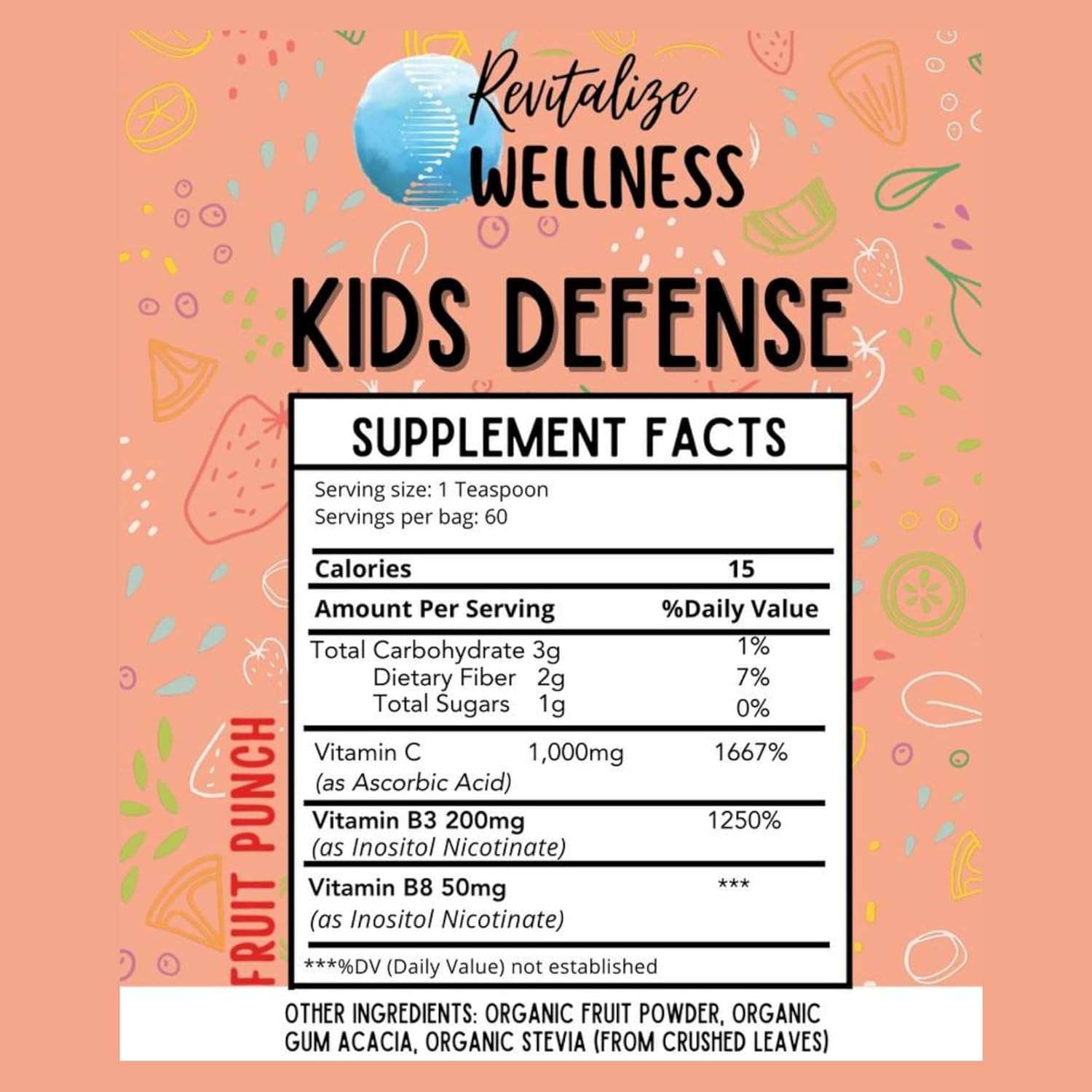 Vitamin C Wellness Bundle: 1 lb. Fine Powder Ascorbic Acid + Kids Defense Fruit Punch - 30 Servings
