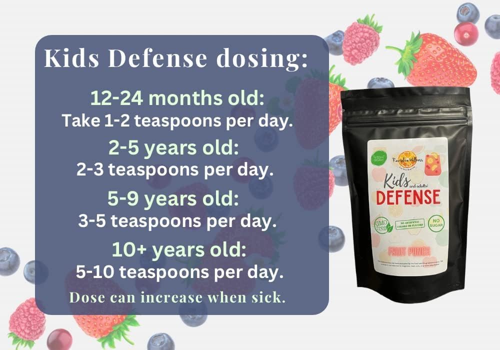Vitamin C Wellness Bundle: 1 lb. Fine Powder Ascorbic Acid + Kids Defense Fruit Punch - 30 Servings