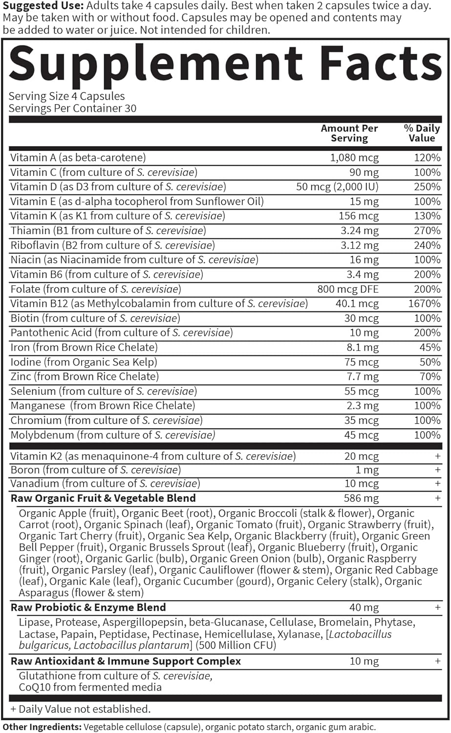 Vitamin Code Women's Multi 120 Capsules - Whole Food Women's Multi with Iron, Folate, Probiotics for Energy