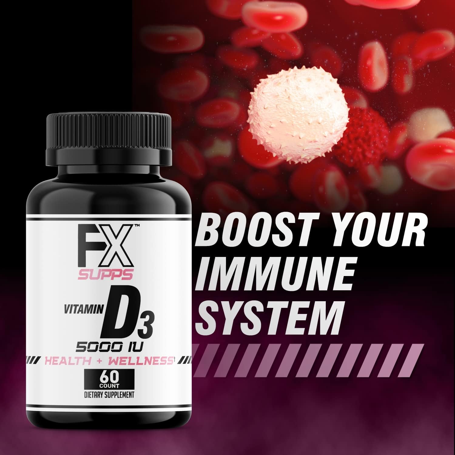 Vitamin D3 5000 IU Softgels (60 Count) for Bone, Heart Health & Immune System - Men & Women's Dietary Supplement