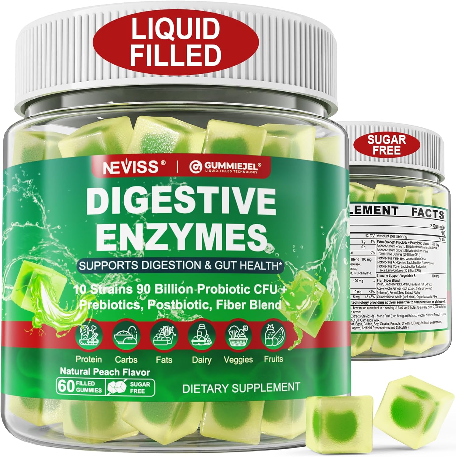 Vitamin D3 5000iu & K2 with Calcium and Digestive Enzymes Gummies for Immune Support