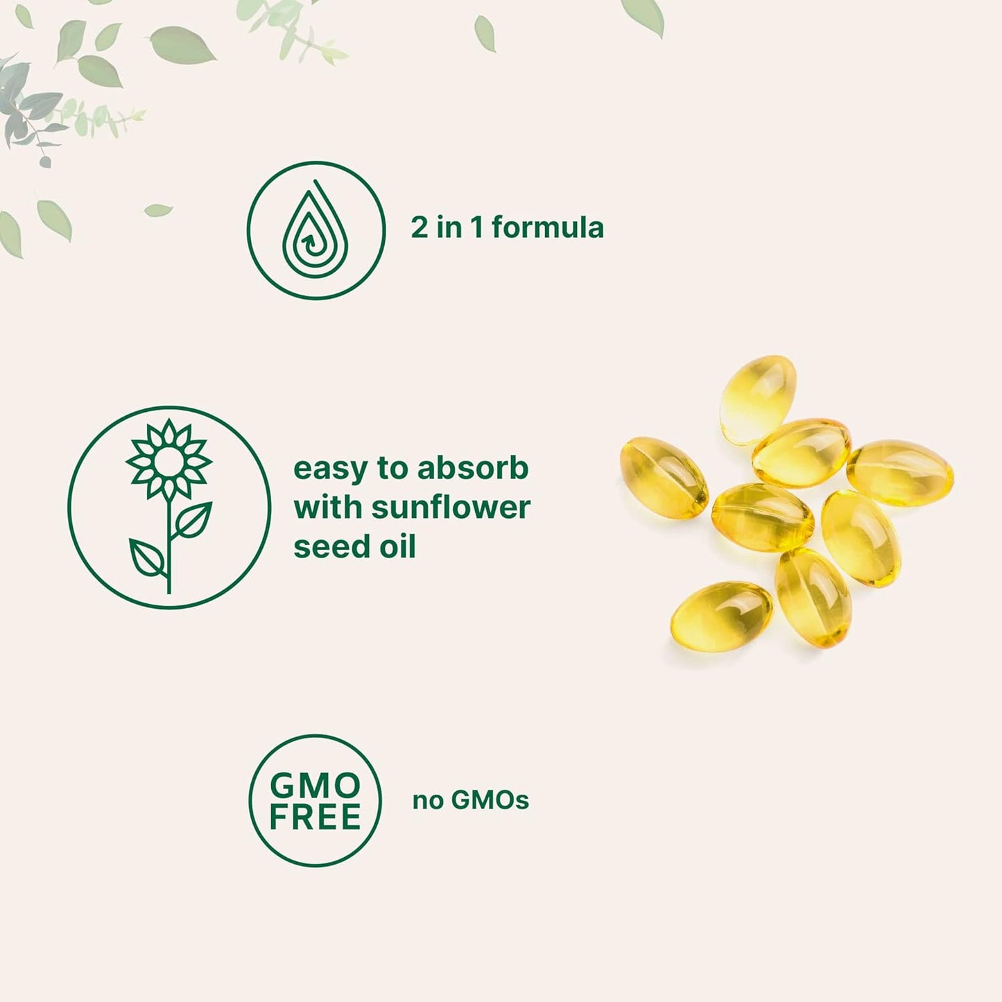Vitamin D3 and K2 Softgels with Moringa Oleifera Capsules Bundle - 300 Count - Antioxidant Supplement Pack for Sunshine Vitamins