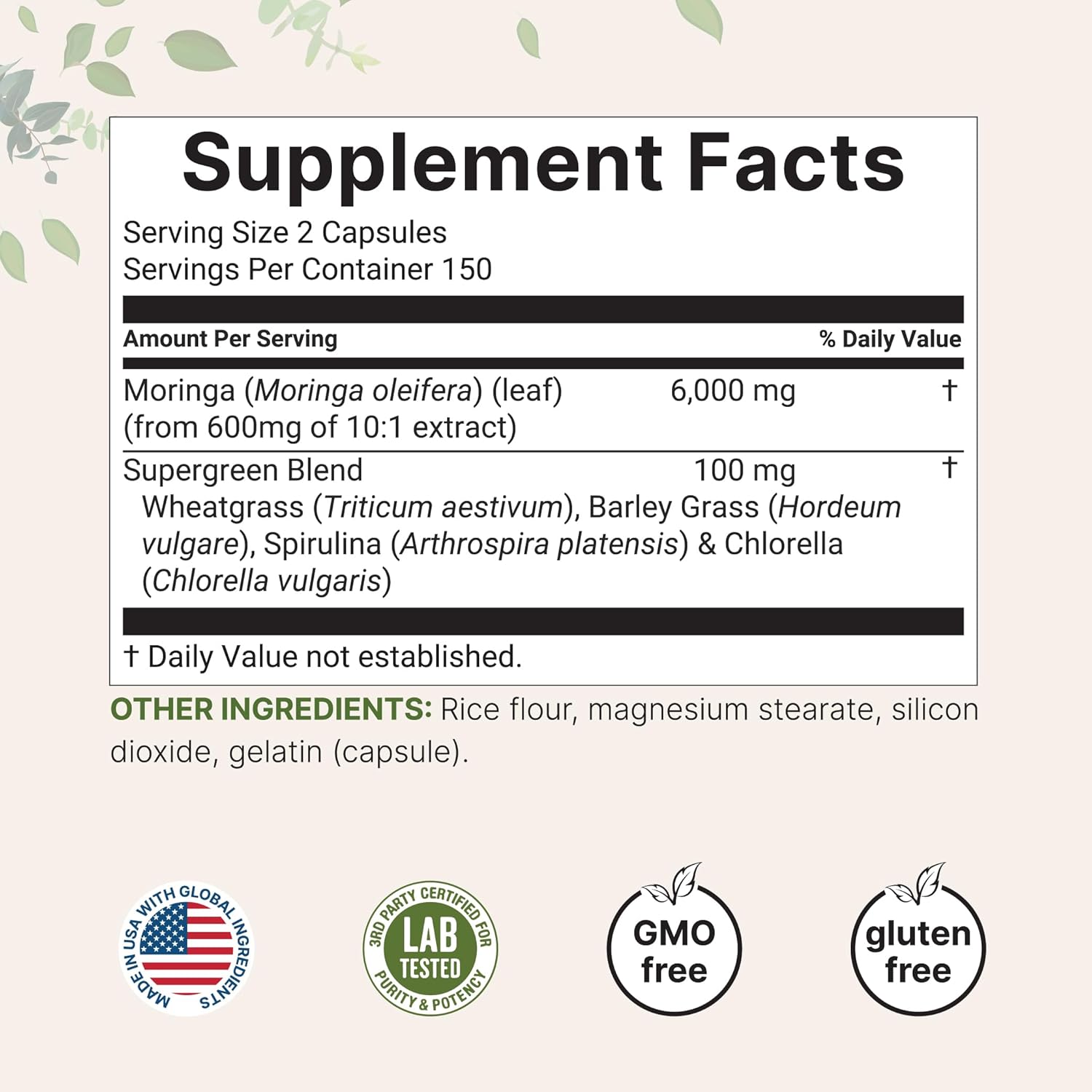 Vitamin D3 and K2 Softgels with Moringa Oleifera Capsules Bundle - 300 Count - Antioxidant Supplement Pack for Sunshine Vitamins