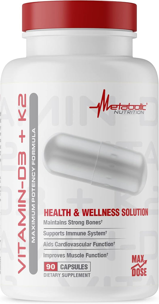 Vitamin D3 + K2 Supplement for Bone, Heart Health & Immune Support - 90 Veggie Capsules, 7000IU Dose