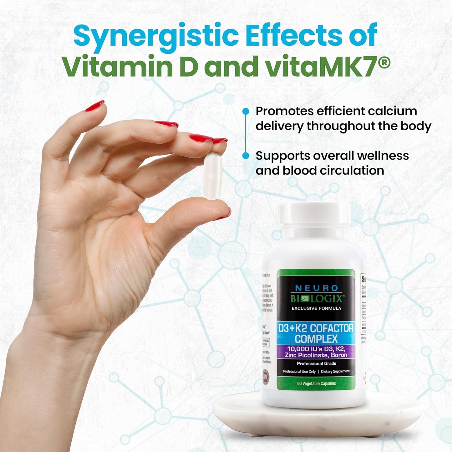 Vitamin D3+K2 Cofactor Complex with Zinc & Boron - Supports Bone, Heart, & Immune Health - 60 Capsules