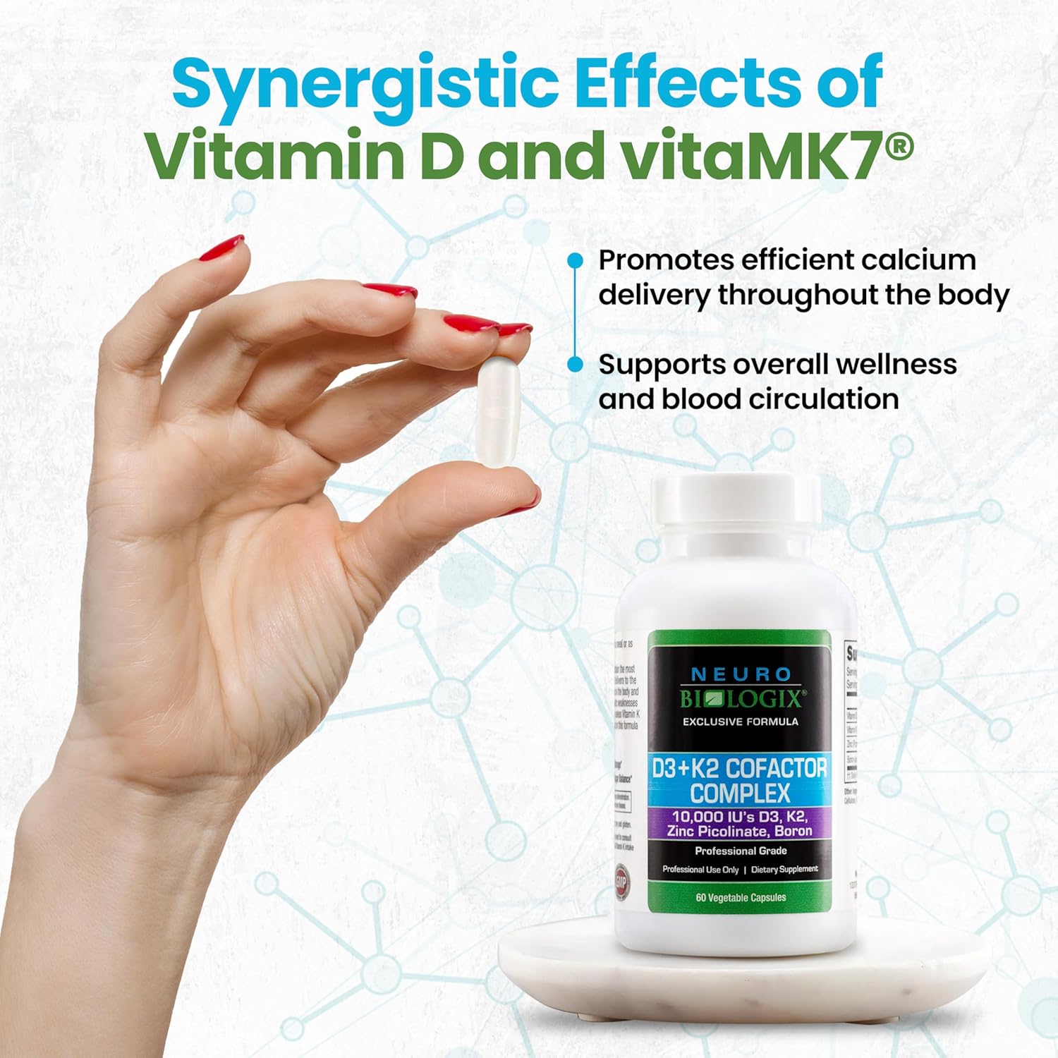 Vitamin D3+K2 Cofactor Complex with Zinc & Boron - Supports Bone, Heart, & Immune Health - 60 Capsules