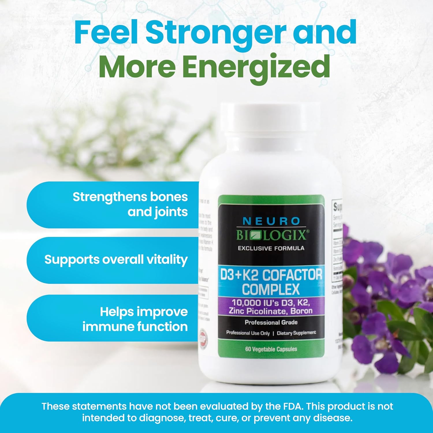 Vitamin D3+K2 Cofactor Complex with Zinc & Boron - Supports Bone, Heart, & Immune Health - 60 Capsules