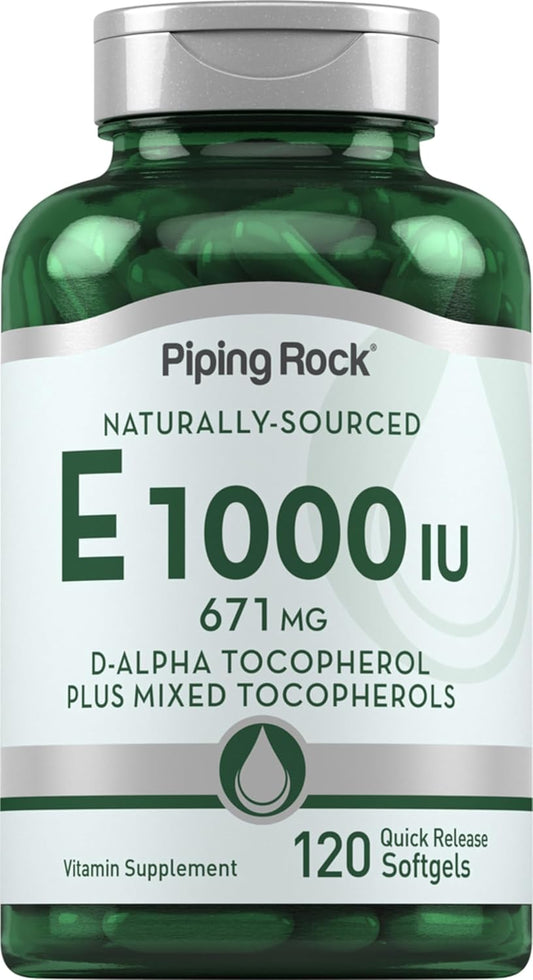 Vitamin E 1000 IU Softgels with D-Alpha and Mixed Tocopherols - 120 Count - Gluten Free, Non-GMO Supplement