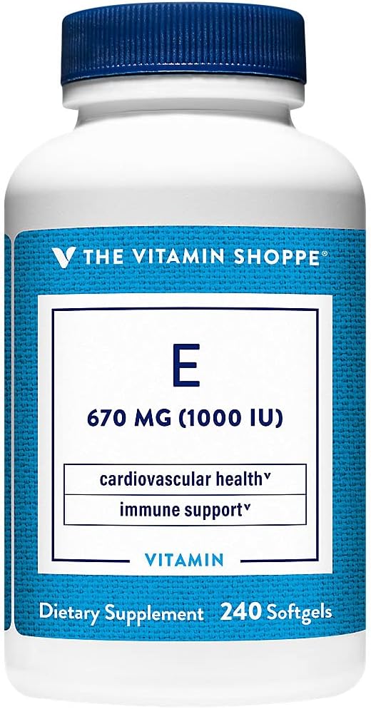 Vitamin E 1,000IU Softgels - Natural Source for Cardiovascular, Immune, and Eye Health - Once Daily - 240 Count
