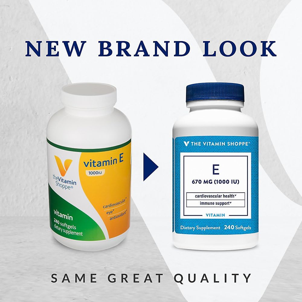 Vitamin E 1,000IU Softgels - Natural Source for Cardiovascular, Immune, and Eye Health - Once Daily - 240 Count