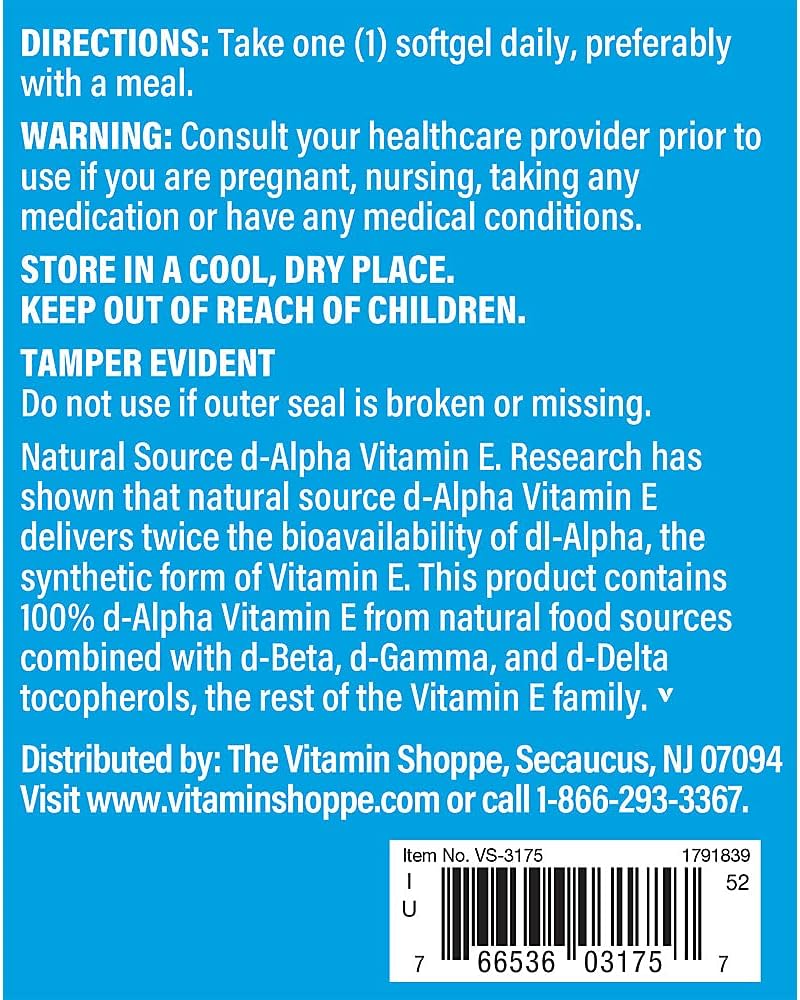 Vitamin E 1,000IU Softgels - Natural Source for Cardiovascular, Immune, and Eye Health - Once Daily - 240 Count