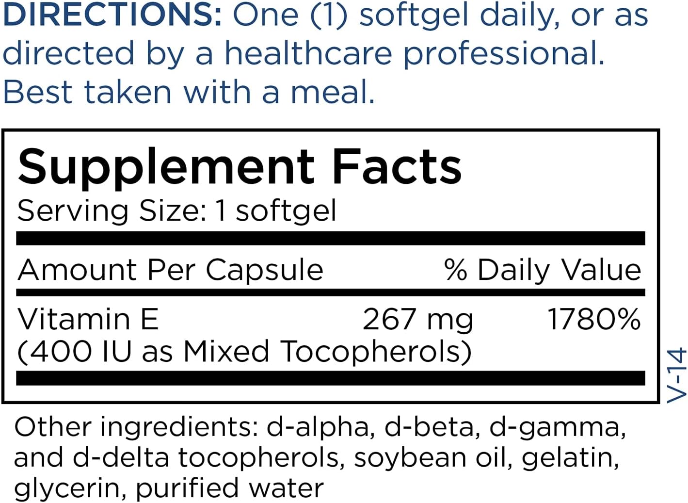 Vitamin E Complex Supplement 400 IU - Mixed Tocopherols with D-Alpha, D-Beta, D-Gamma - Cardiovascular & Antioxidant Support - 90 Capsules
