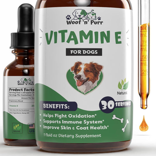 Vitamin E Supplement for Dogs - Boost Canine Immune System - 1 fl oz
