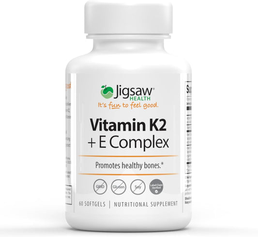 Vitamin K2 + E Complex Softgels for Bone Health - 60 Count