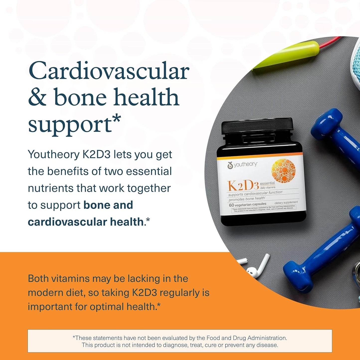 Vitamin K2D3 Supplement for Bone and Heart Health - 60 Vegetarian Capsules - Dairy, Soy, and Gluten Free