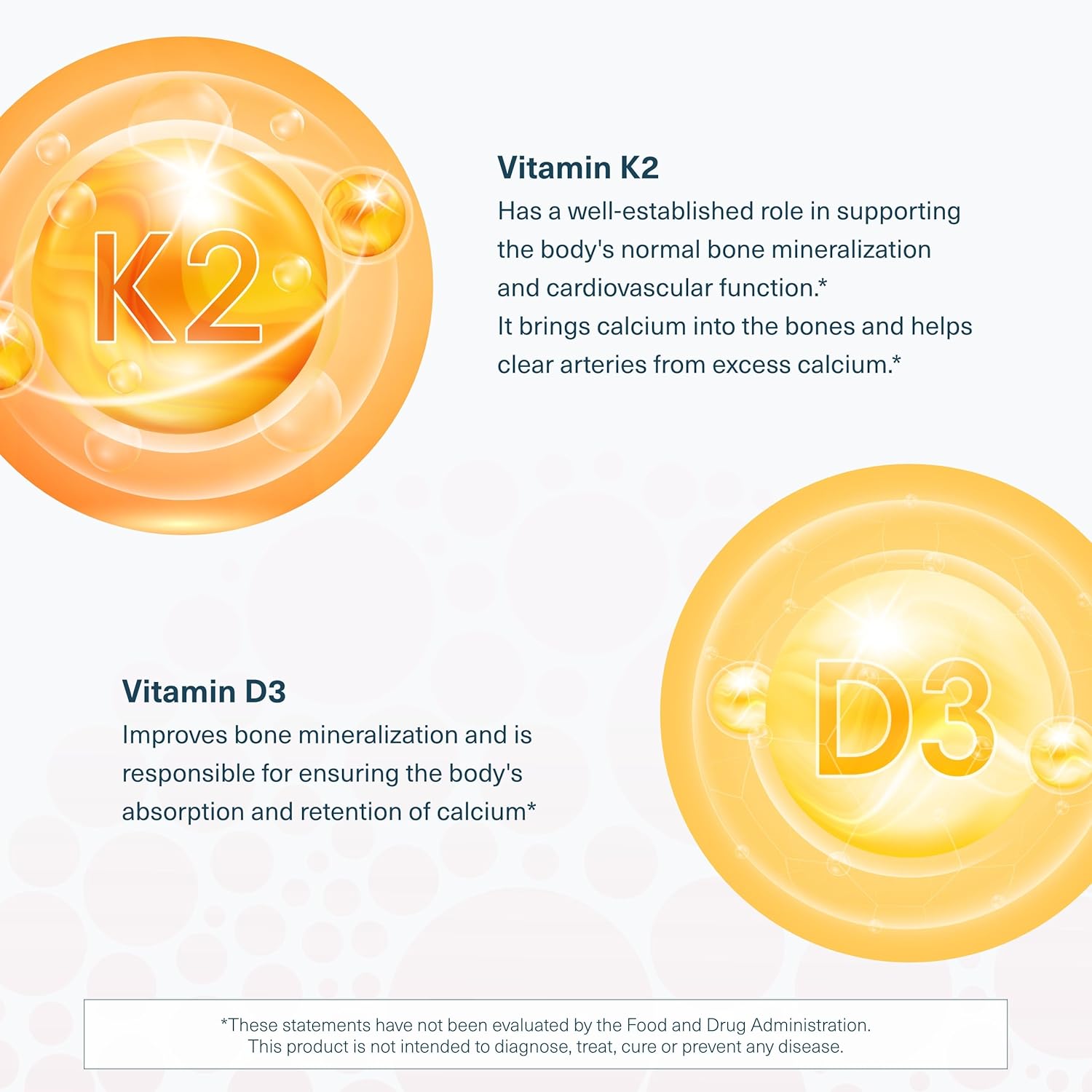 Vitamin K2D3 Supplement for Bone and Heart Health - 60 Vegetarian Capsules - Dairy, Soy, and Gluten Free