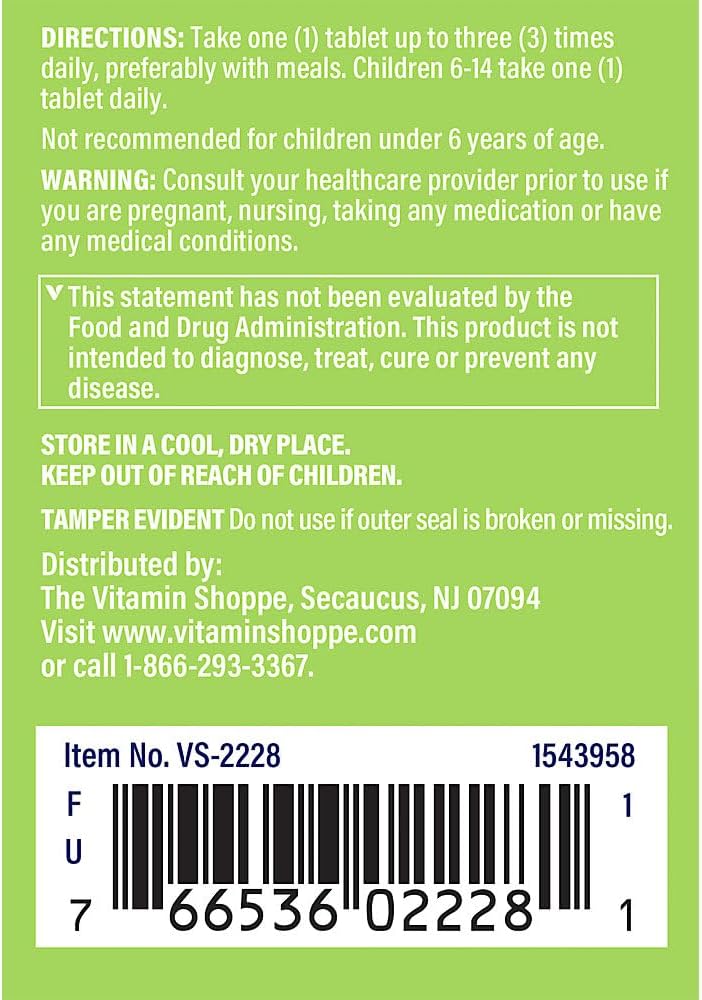 Vitamin Shoppe Grapefruit Seed Extract 125MG Tablets for Immune Support - Antioxidant Supplement with Citricidal Brand - Traveler's Herbal Aid