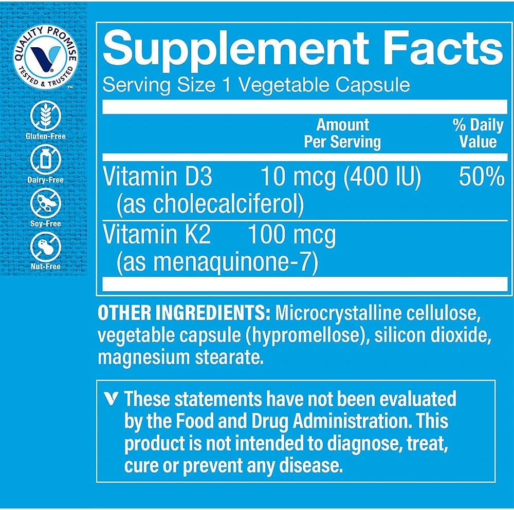 Vitamin Shoppe K2-100 MCG Vegetarian Capsules - 90 Count