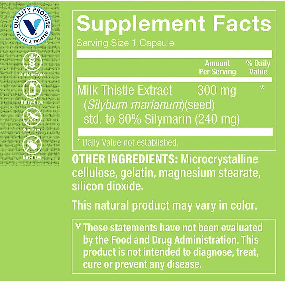Vitamin Shoppe Milk Thistle Extract Capsules - 300 MG (200 Count)