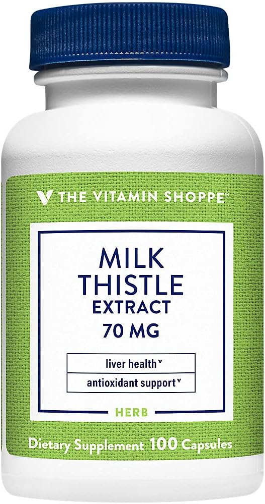Vitamin Shoppe Milk Thistle Extract Capsules - 70mg Silymarin for Liver Support - Detox & Overall Health - 100ct