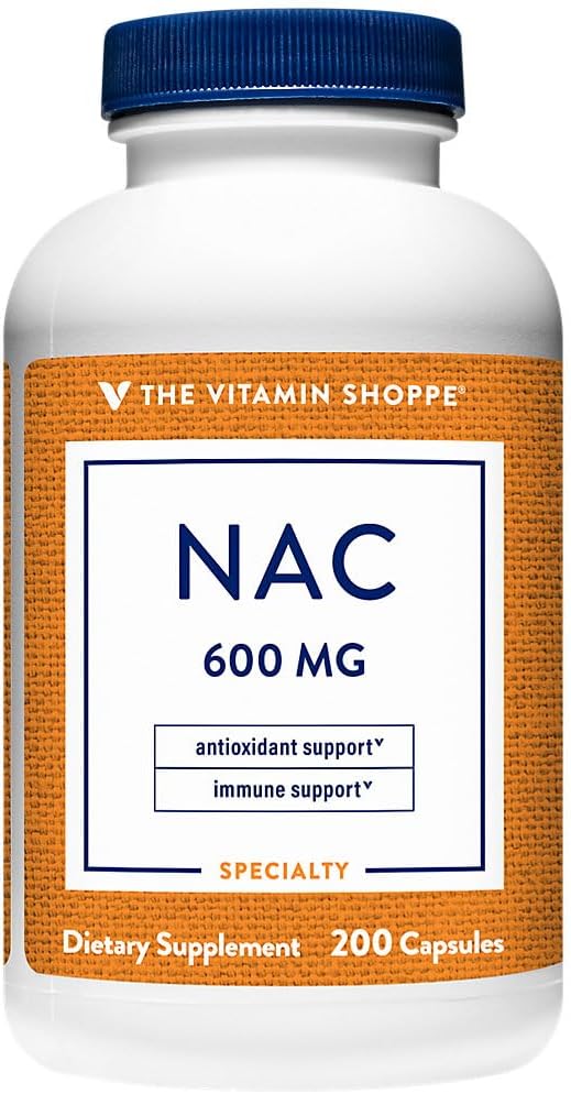 Vitamin Shoppe NAC Capsules - 600 MG for Cellucor Health, Immune Support & Antioxidant Boost