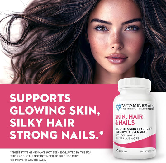 Vitaminerals 217 Hair Skin Nails Supplement 60 Capsules for Healthy Hair Skin and Nails