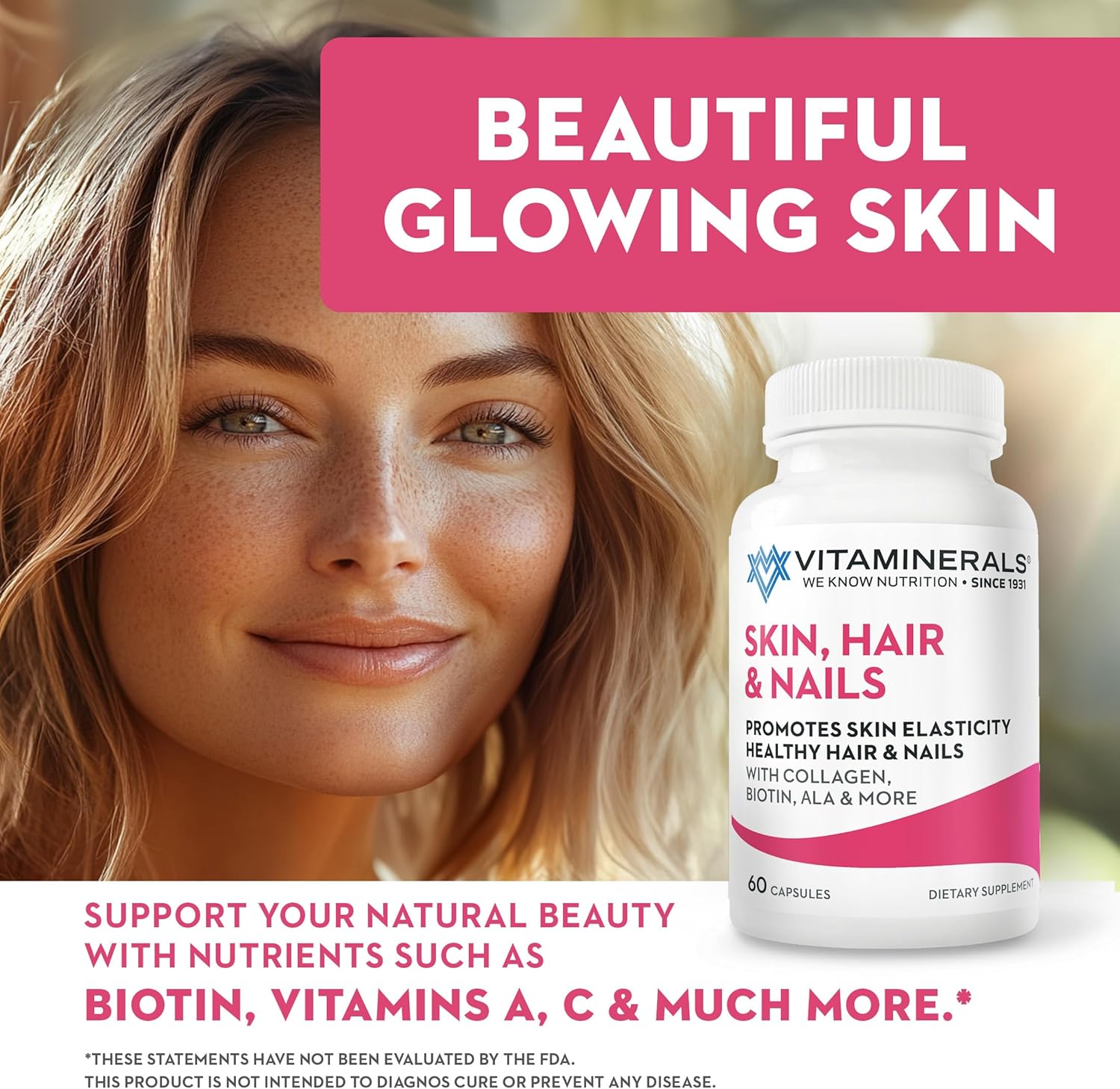 Vitaminerals 217 Hair Skin Nails Supplement 60 Capsules for Healthy Hair Skin and Nails