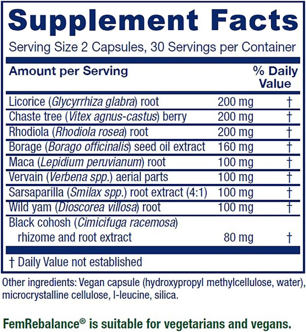 Vitanica FemRebalance: Hormone Balance Support for Women - Vegan Capsules (60 Count)