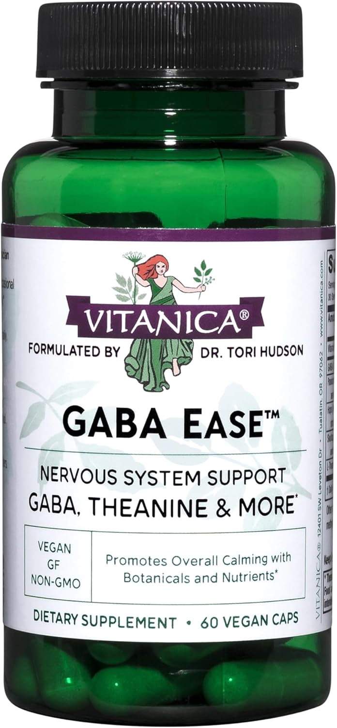 Vitanica GABA Ease Vegan Calming Support 60 Capsules - Natural Anxiety Relief Supplement