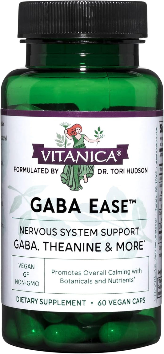 Vitanica GABA Ease Vegan Calming Support 60 Capsules - Natural Anxiety Relief Supplement