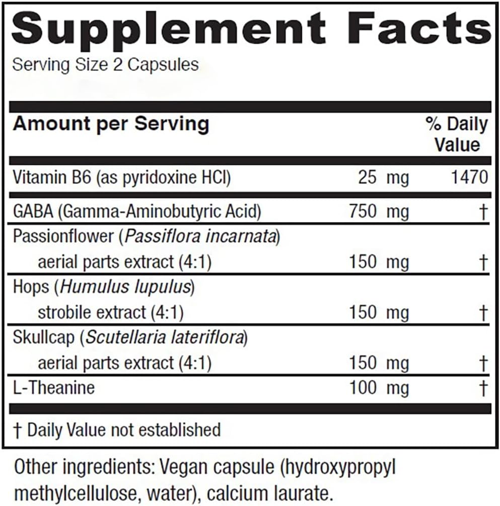 Vitanica GABA Ease Vegan Calming Support 60 Capsules - Natural Anxiety Relief Supplement