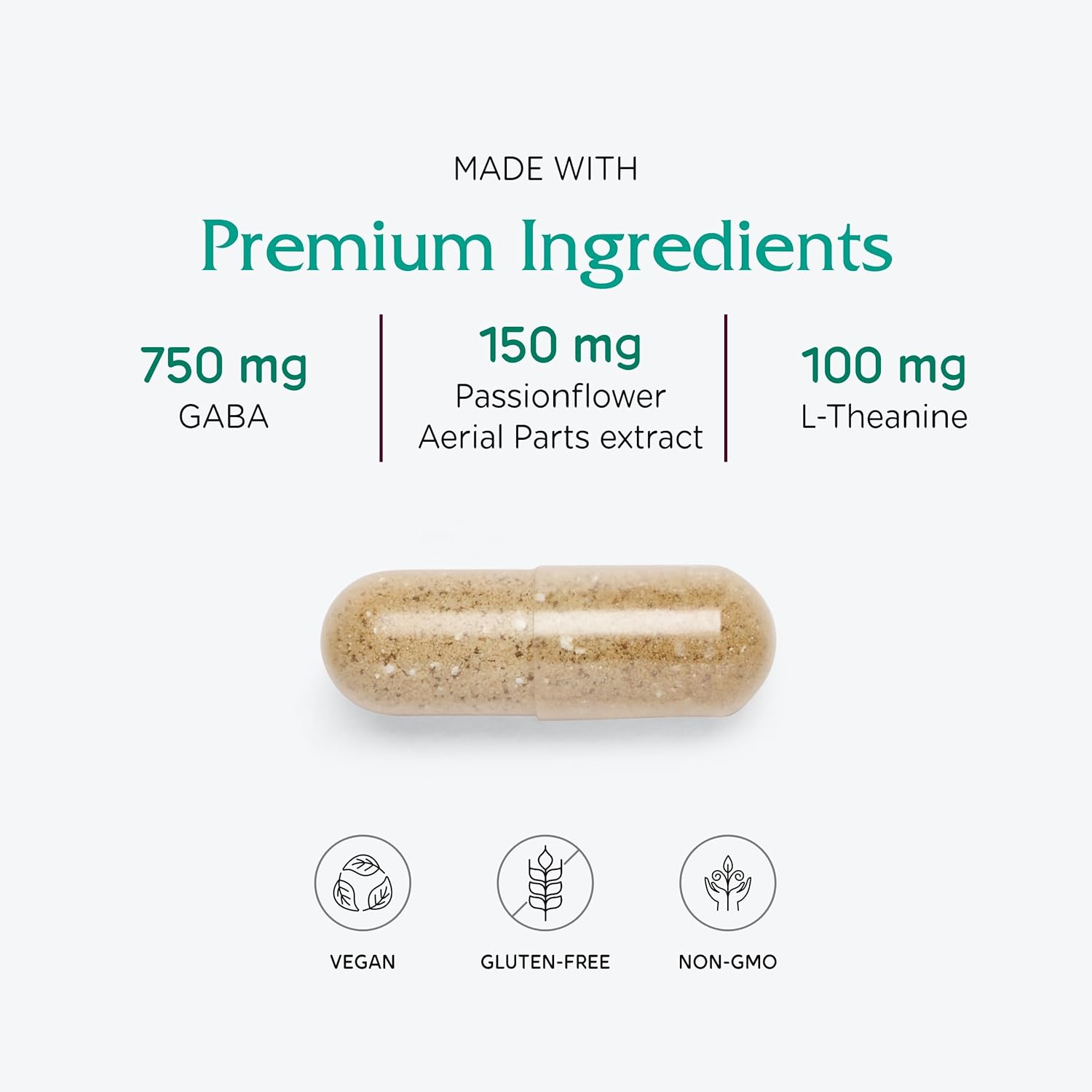 Vitanica GABA Ease Vegan Calming Support 60 Capsules - Natural Anxiety Relief Supplement