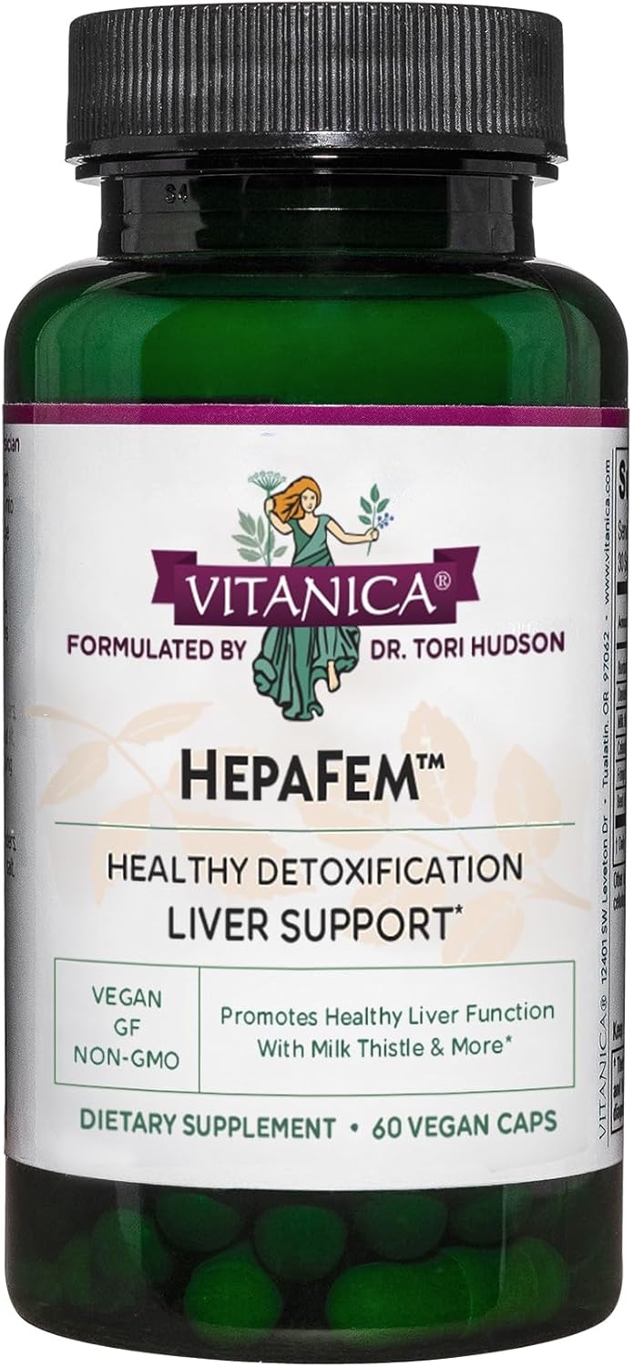Vitanica Hepafem Liver Cleansing Support Capsules - Vegan/Vegetarian, 60 Count